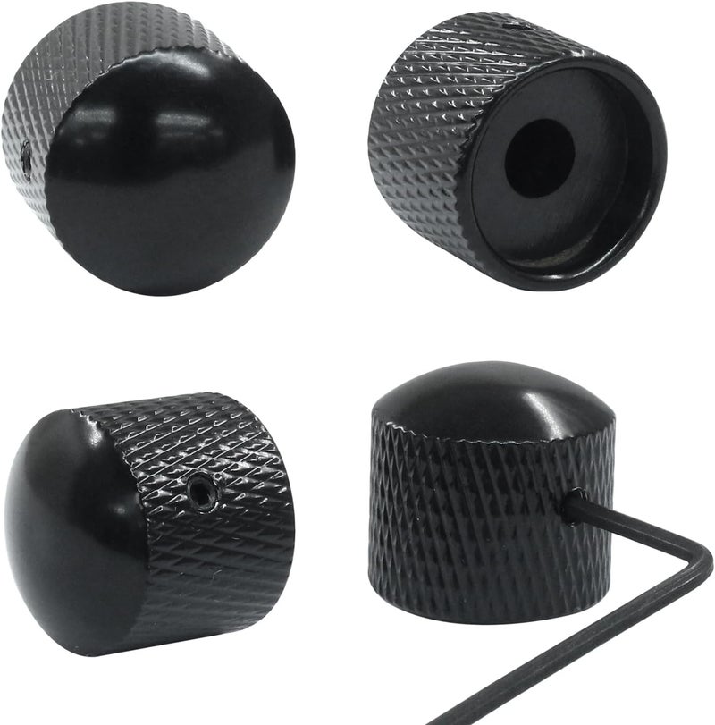Dijedev 4 Pcs Metal Guitar Knobs, Volume Tone Control Knobs, Dome Knobs Replacement Parts, Knurled Guitar Knob for Electric Guitar and Bass Players (Black) - Image 5